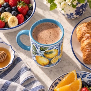 Inspired by traditional Italian tiles' vibrant colors and designs, this mug is perfect for coffee, or hot chocolate.