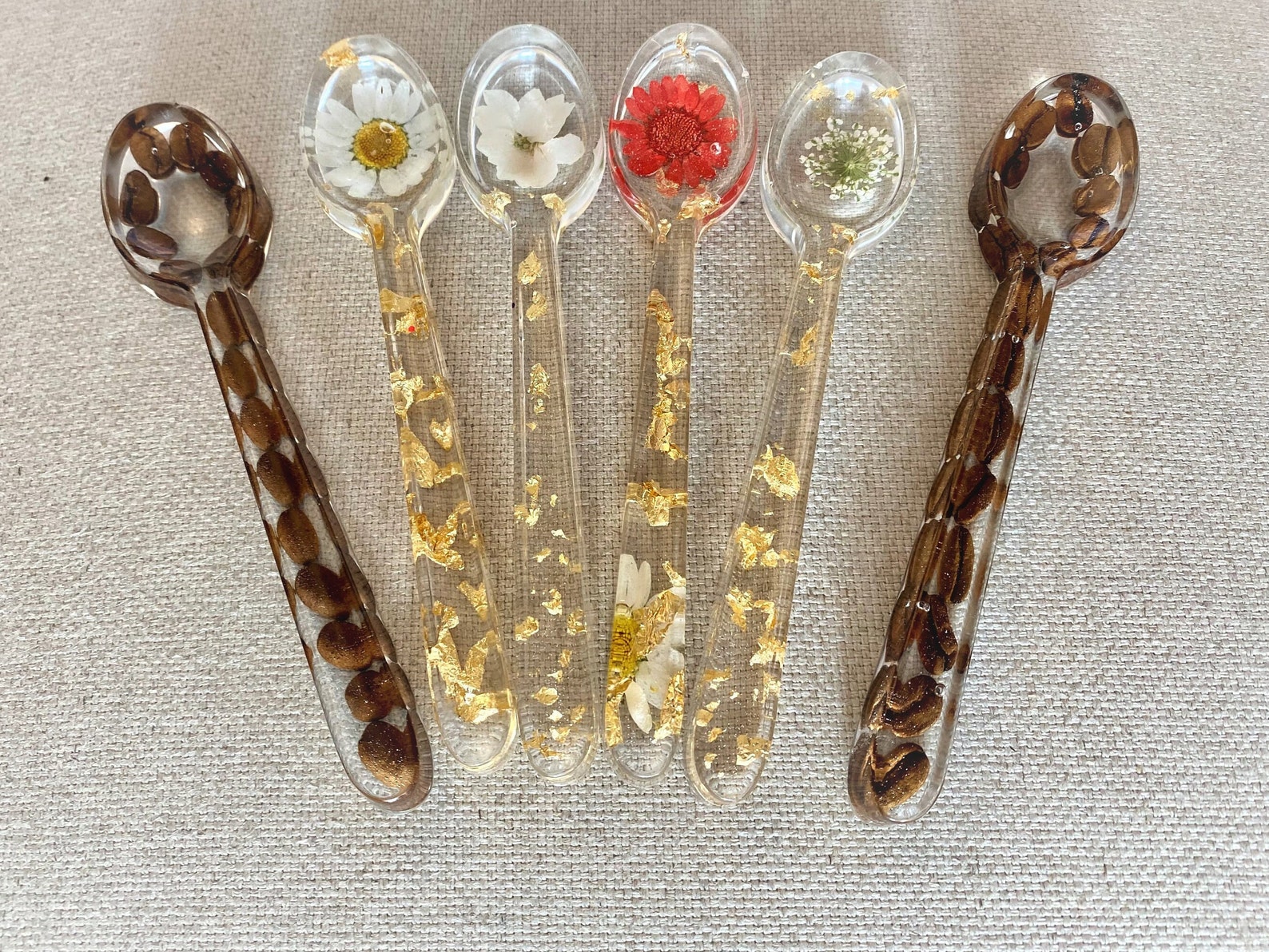 Resin Spoon Set of 2 Sprinkles Spoons Flowers Spoons Coffee Etsy
