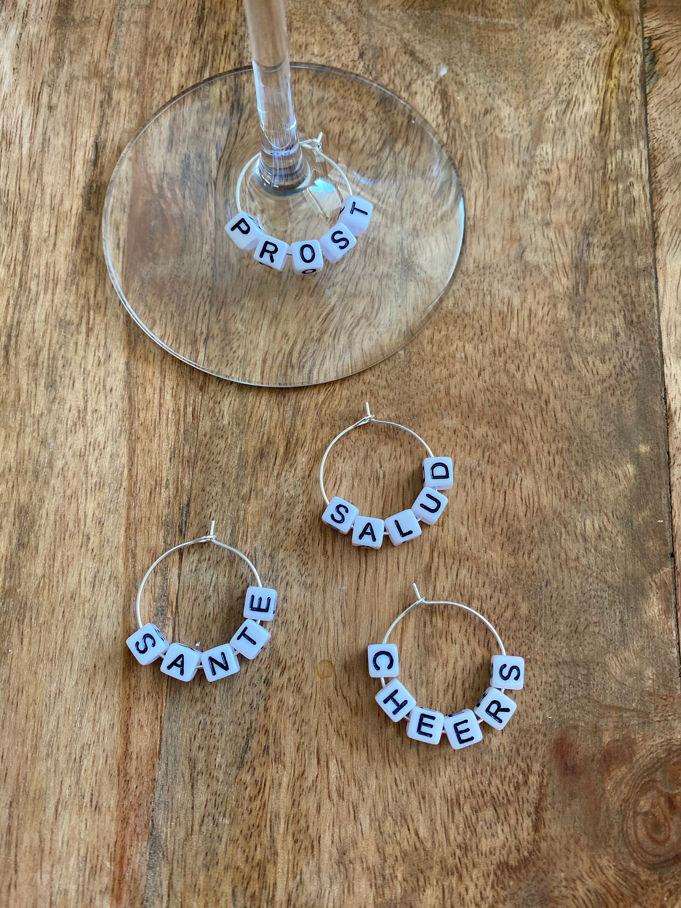 Cheers Wine Glass Charms Wine Glass Identifiers Set Etsy