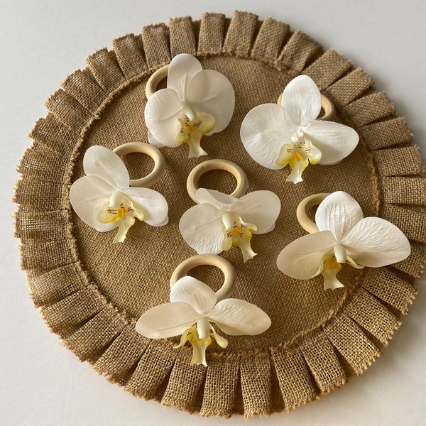 White Orchid Napkin Ring White Table Decor Tropical Wedding Table Setting Hostess Gift Ideas