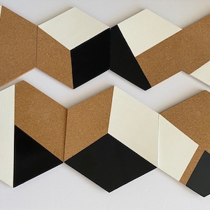 Personalized Cork Boards for Wall Hand Painted Hexagon Tiles Home Office Wall Decor Custom Pin Display Board