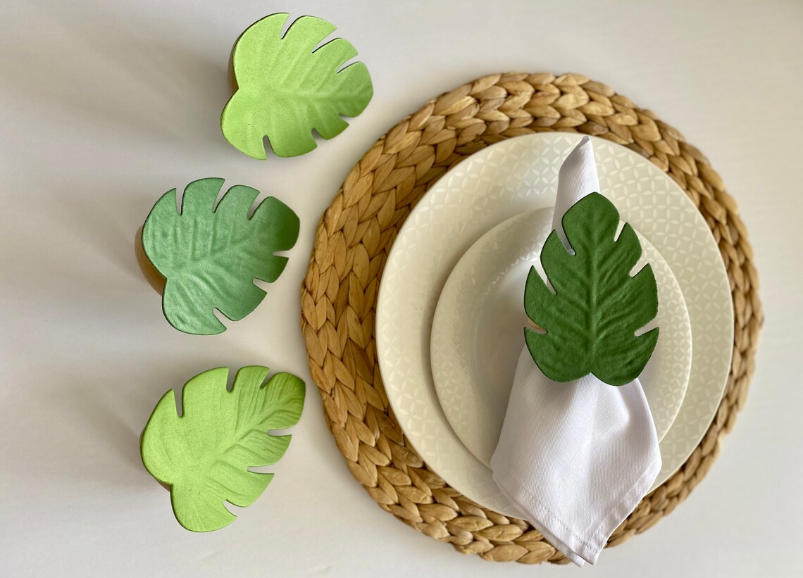 Monstera Leaf Napkin Rings Tropical Wedding Napkin Holders | Etsy