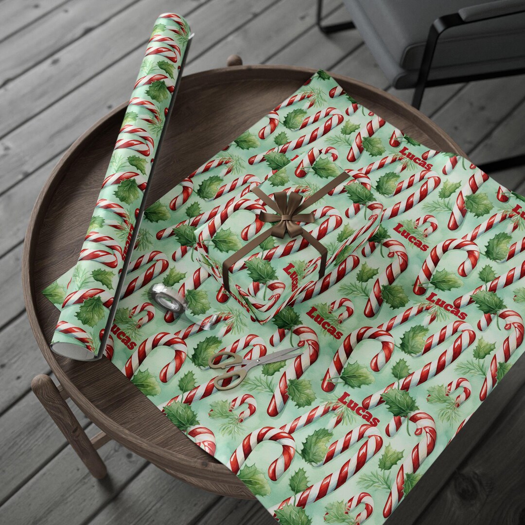 Christmas Wrapping Paper Personalized Candy Cane Gift Paper Custom ...