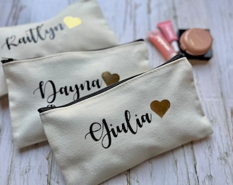 Neceser de lona personalizado, estuche con nombre personalizado para regalos de despedida de soltera