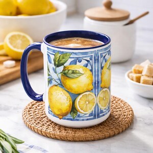Inspired by traditional Italian ceramics' vibrant colors and designs, this mug is perfect for coffee, or simply brightening up your kitchen. This mug is the 15 oz. one.