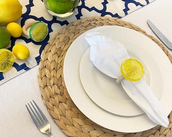 Lemon Bridal Shower Summer Table Setting Lemon Lime & Orange Slice Napkin Ring Tropical Wedding Decor