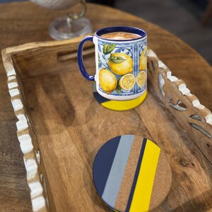 Inspired by traditional Italian ceramics' vibrant colors and designs, this mug is perfect for coffee. This mug is the 15 oz. one.
