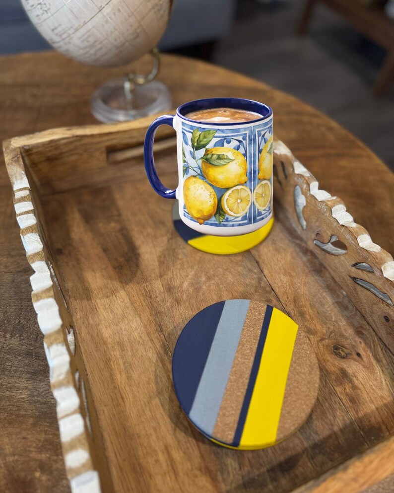Inspired by traditional Italian ceramics' vibrant colors and designs, this mug is perfect for coffee. This mug is the 15 oz. one.