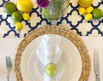 Servilleteros con diseño de rodajas de cítricos: limón, lima, naranja – Decoración para fiestas veraniegas mediterráneas