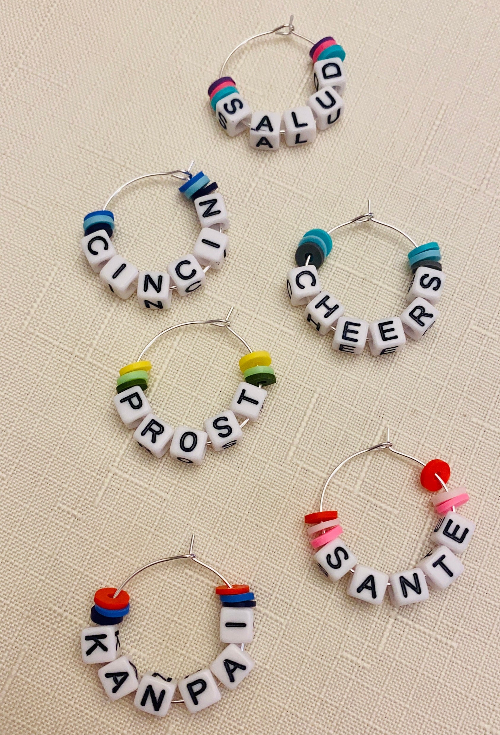 Cheers Wine Glass Charms Decorative Wine Glass Identifiers Etsy Canada