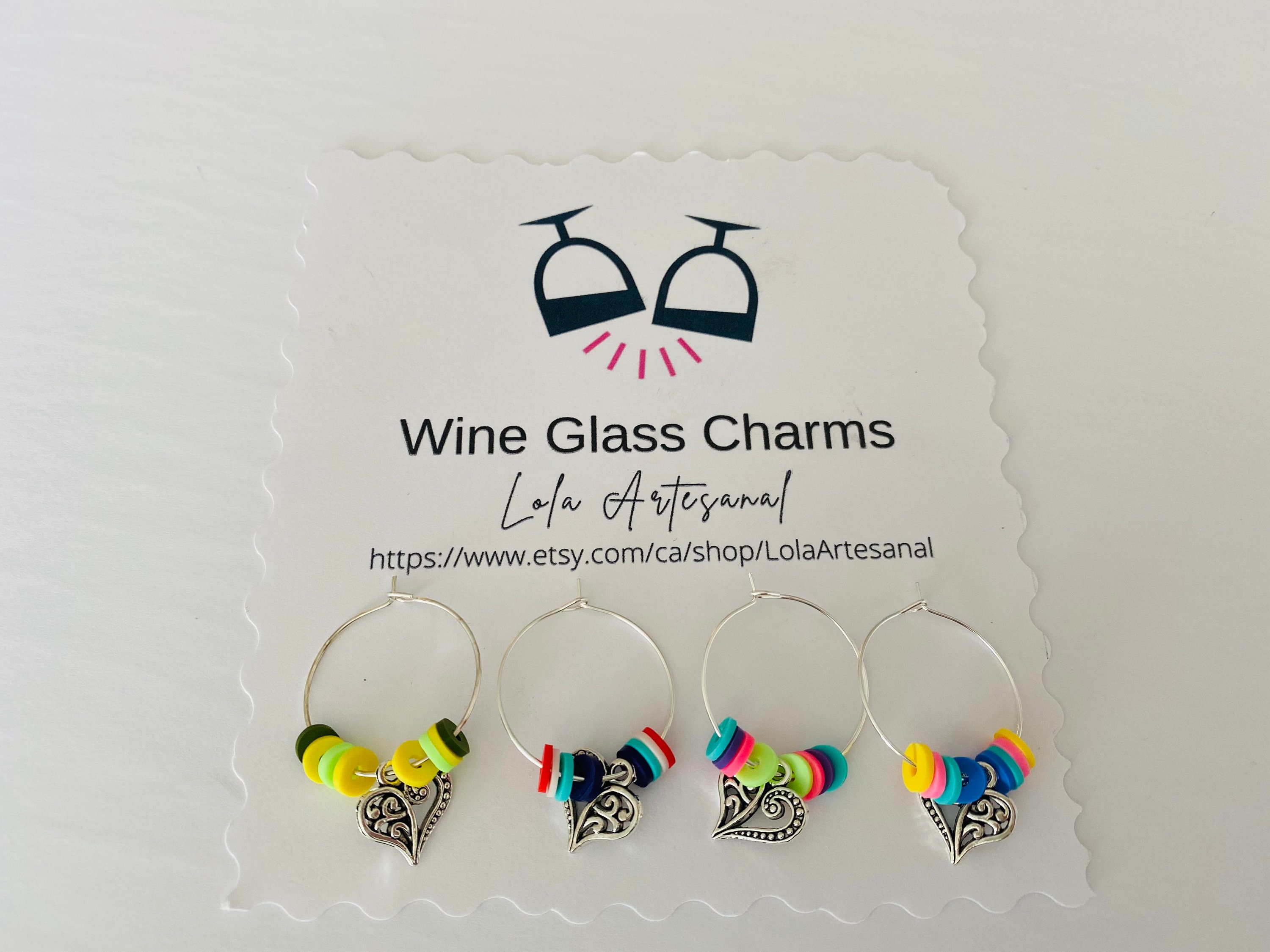 Wine Glass Charms Set of 4 Wine Glass Identifiers Etsy