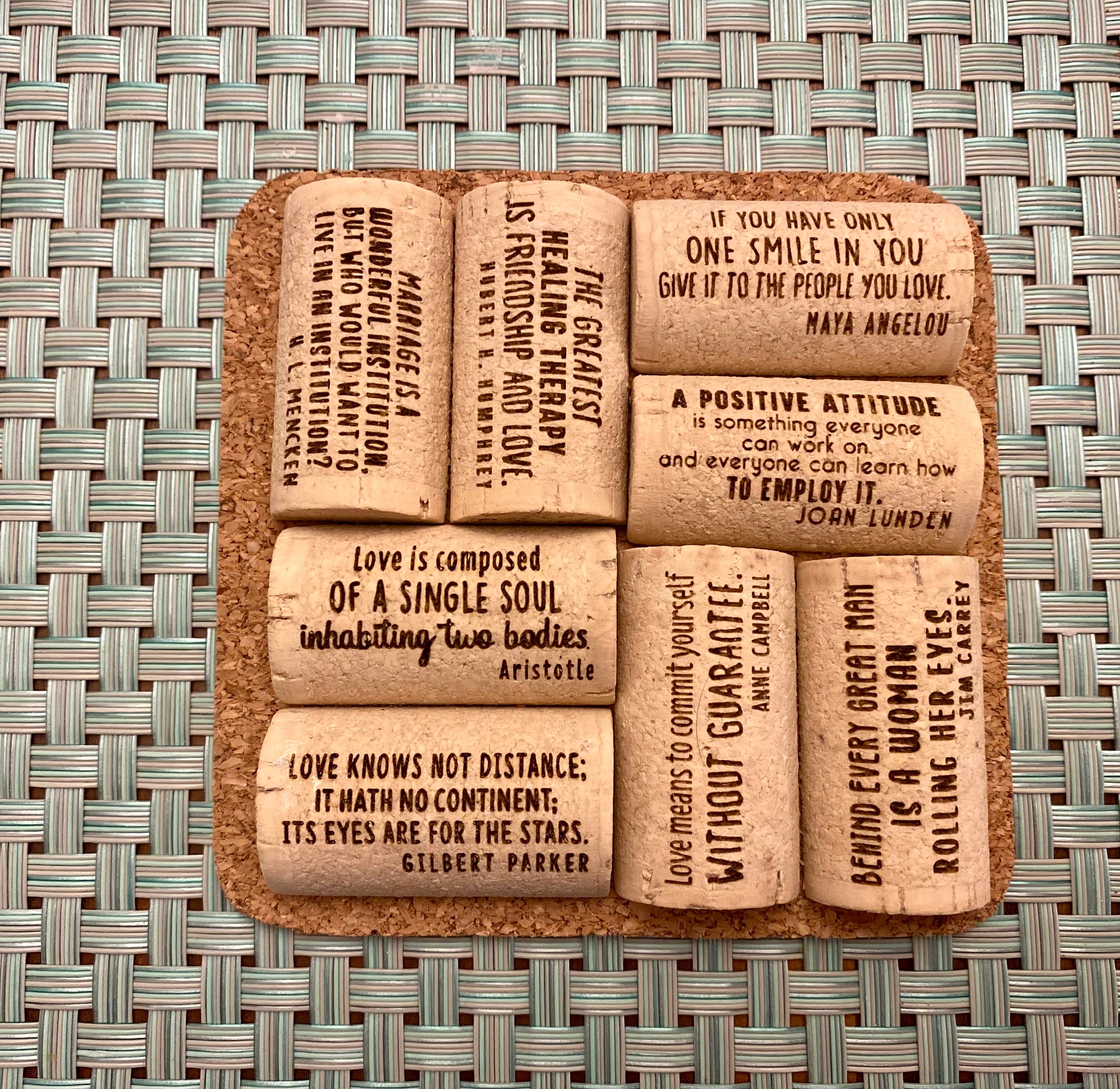 Wine Cork Coasters Set of 4 Quotes Cork Coasters Etsy
