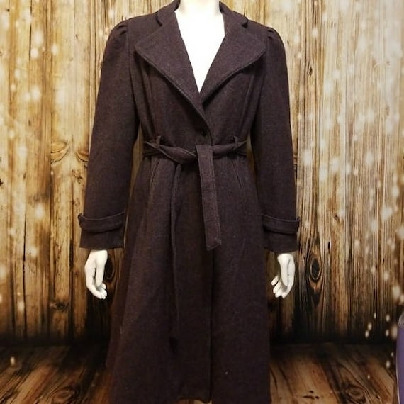 Vintage, 80's, Purple/gray marled wool duffle coa… - image 1