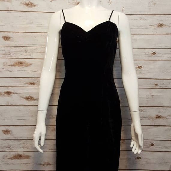 Vintage, 90's, black velvet slip dress, maxi dress