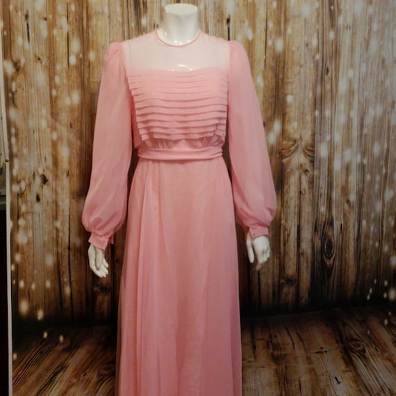 Vintage, 50's/60s's, Pink chiffon formal gown, Sma