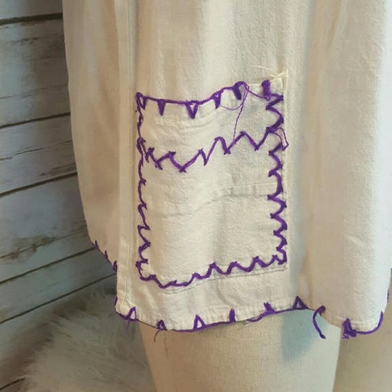 Vintage, 1960's, Peasant blouse w/ purple yarn em… - image 2