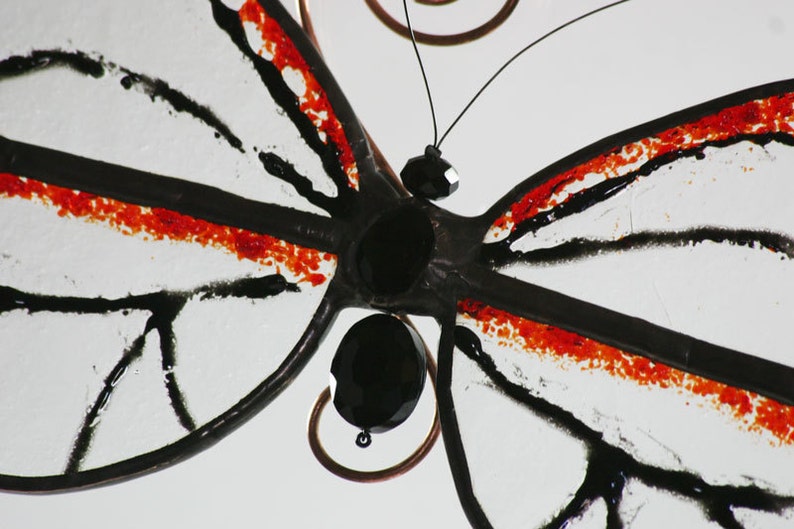 Stained Glass Butterfly Suncatcher in Clear with Painted Wings