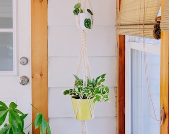 Macrame plant hanger, Double plant hanger, Large hanging planter, Plant lover gift, Indoor plant decor