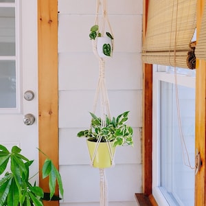 Macrame plant hanger, Double plant hanger, Large hanging planter, Plant lover gift, Indoor plant decor