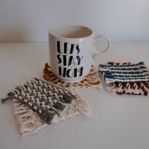 Macrame coasters, Coaster set, Boho home decor, Mug rug