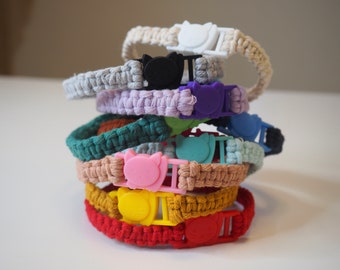 Macrame cat collar, Breakaway cat collar, Boho pet collar