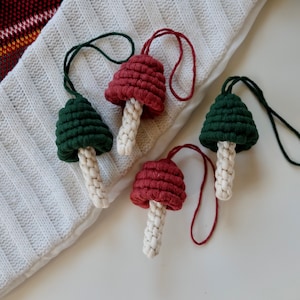 Mushroom Ornament, Macrame Ornament, Macrame Mushroom, Christmas Ornament, Boho Christmas decor, Boho Ornament