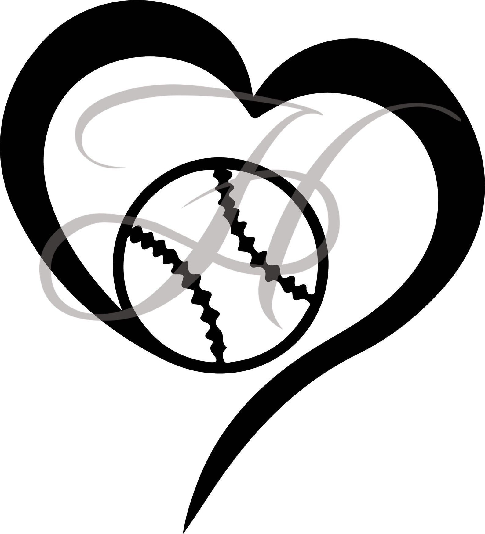 Baseball Softball Heart Digital Art File Svg / Eps / Ai / Etsy