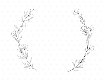 Ilustración de corona de flores silvestres