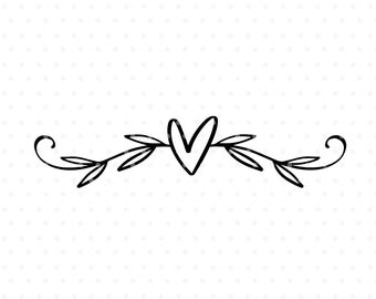 Heart flourish svg cut file