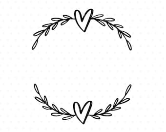 Heart laurel wreath svg cut file