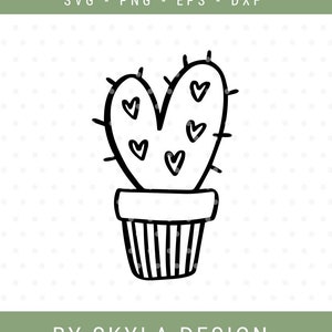 Cactus heart in pot clipart svg cut file for silhouette and cricut image 2