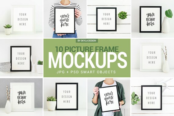 White And Black Picture Frame Mockup For Prints And White And Black Picture Frame Mockup For Prints And