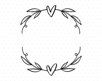 Floral heart wreath svg cutfile flourish clipart for cricut | Etsy