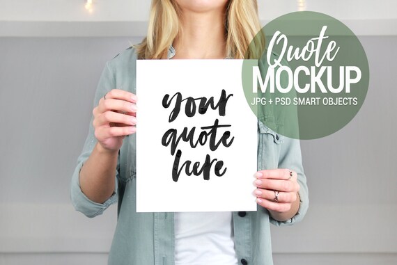 Girl Holding Quote Mockup Art Mock Up Picture Frame