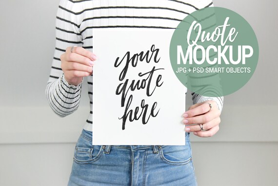 Girl Holding Quote Mockup Styled Stock Photo Art Mock