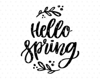 Hello Spring SVG cut file, flourish clipart