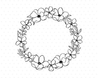 Spring flower wreath Svg cut file clipart