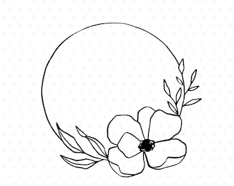 Poppy flower wreath Svg cut file clipart