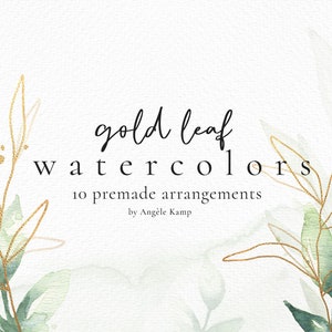 Aquarelset bladgoud, arrangement clipart