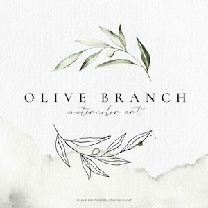 Collection d'aquarelles de rameaux d'olivier, clipart, illustrations de couronnes botaniques