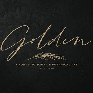 Golden, a romantic script & illustration art image 1