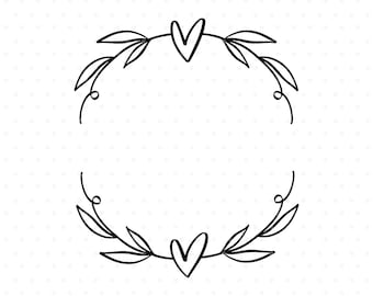 Heart branch wreath svg cut file