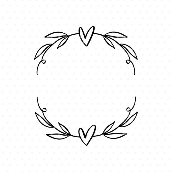 Heart branch wreath svg cut file