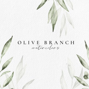 Olive Branch watercolor set, botanical leaves clipart image 4