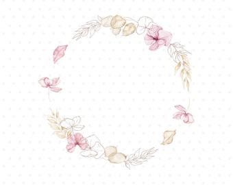 Autumn Blooms flower  wreath clipart