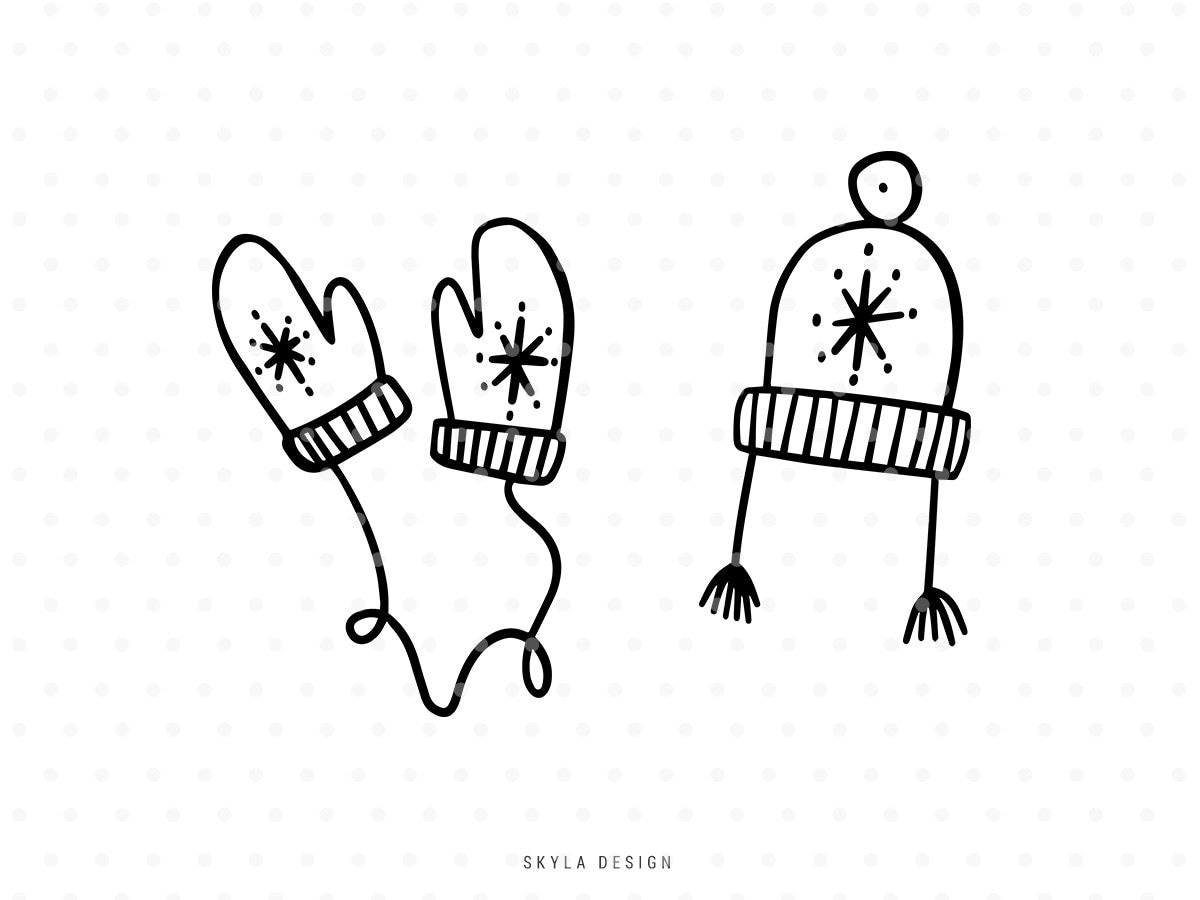 Hat and Mittens SVG Cut File Winter Clipart Cutting Files Etsy New