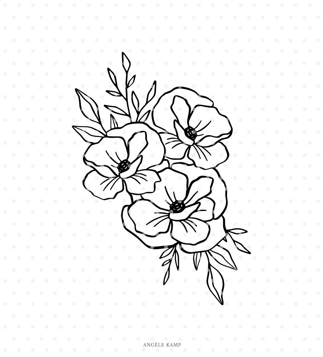 Poppy Floral Bouquet Svg Cut File, Floral Leaves Clipart - Etsy