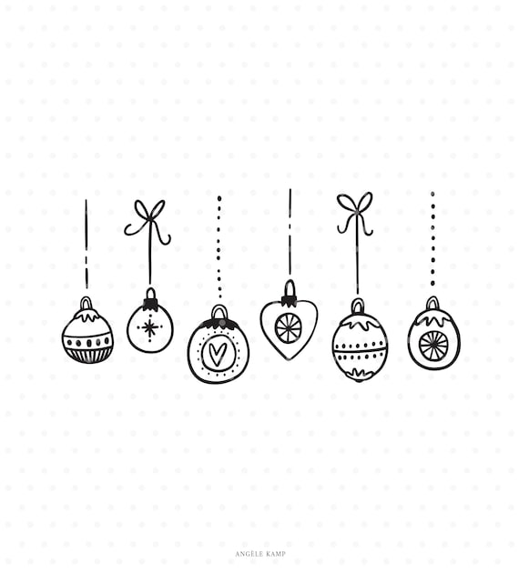 Christmas Ornament Svg Cut File Heart and Bow Clipart | Etsy