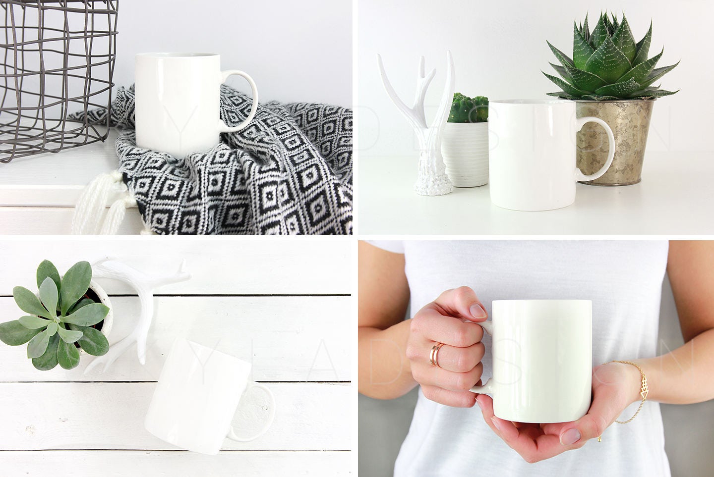 White coffee mug mockup bundle Feminine woman holding mug