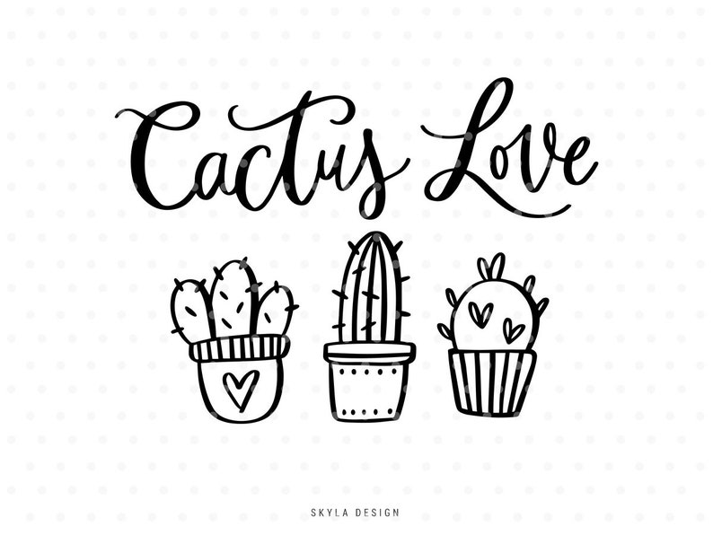 Download Cactus love SVG cutfile for silhouette and cricut | Etsy